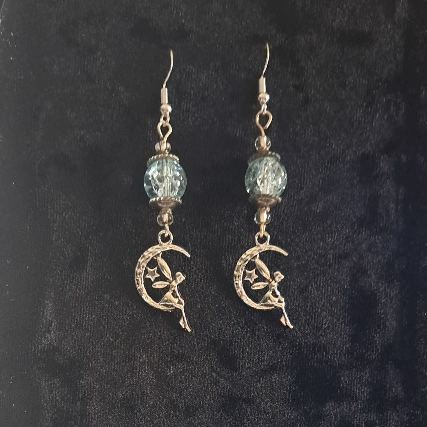 Fairy on the Moon Dangle earrings