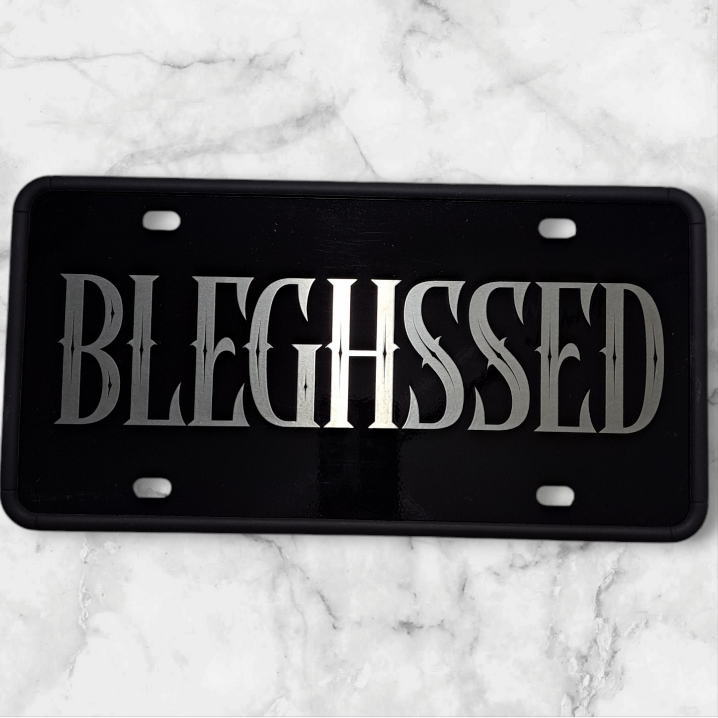 Bleghssed Laser Engraved Front Vanity Plate