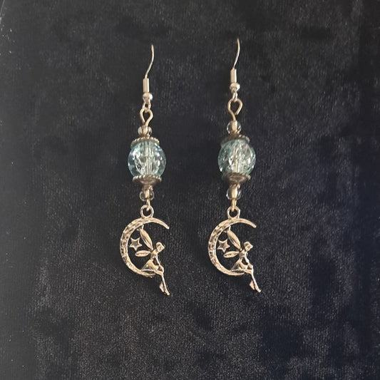 Fairy on the Moon Dangle earrings