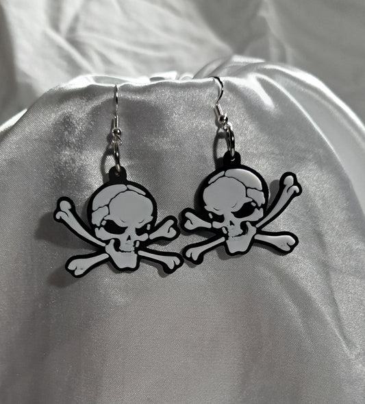 Skull and Crossbones Dangle Earrings