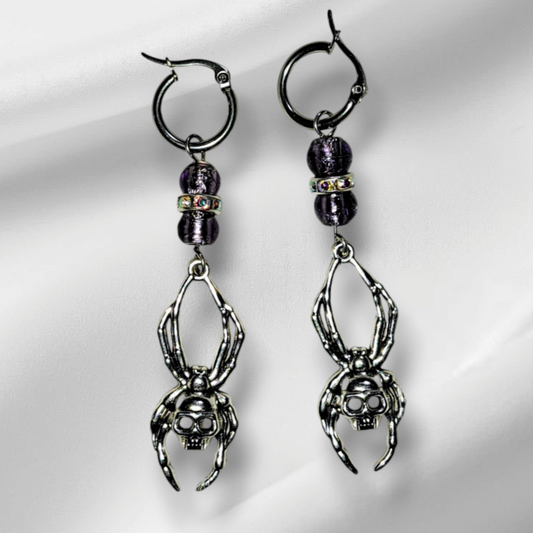 Spider Skull Dangle Earrings