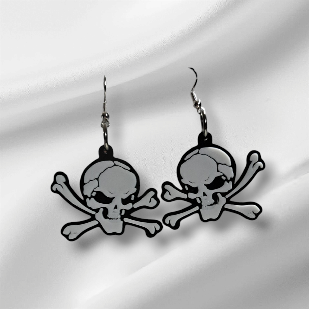 Skull and Crossbones Dangle Earrings