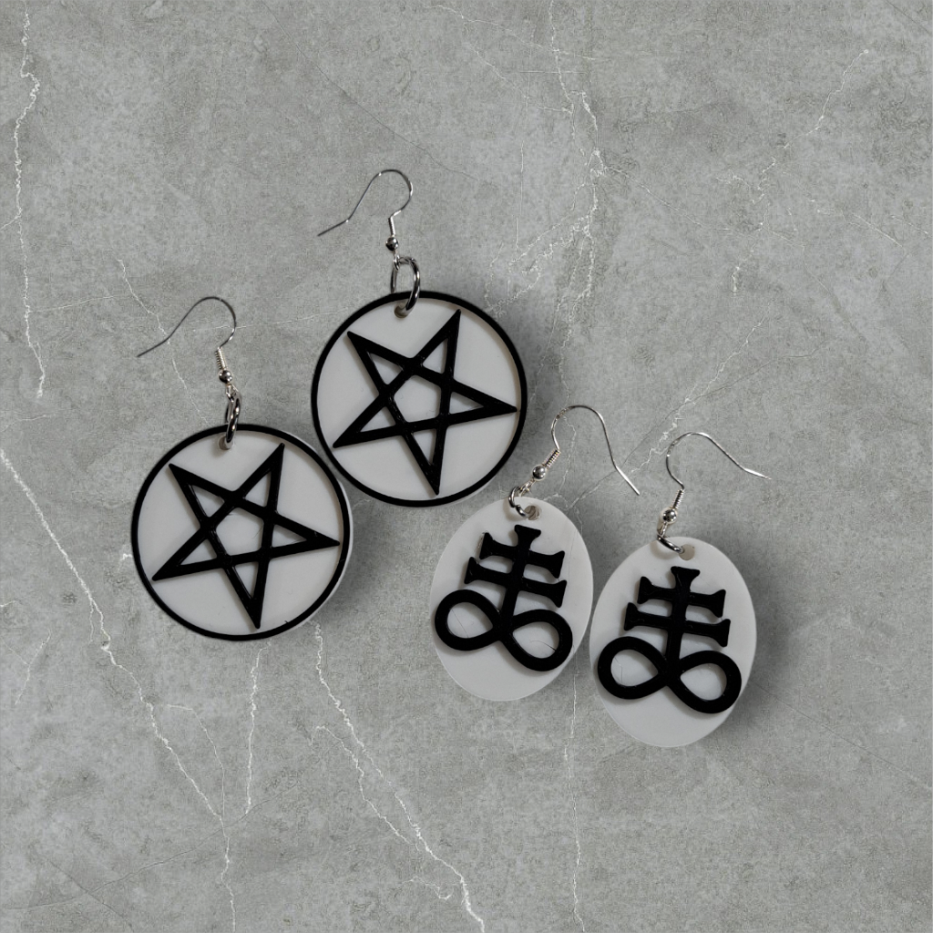 Pentacle or Levithans Cross Dangle Earrings