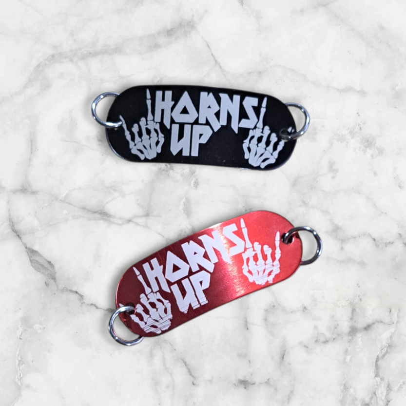 Black or Red Horns Up Lacing tags
